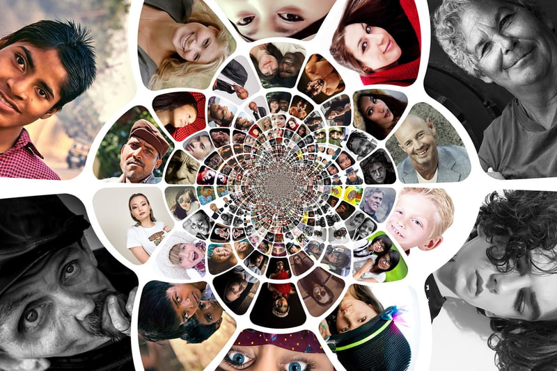 Verschiedene Bilder von Personen in Kaleidoskop-Optik