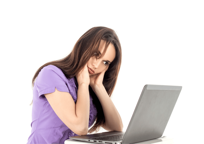 Woman desperate in front of notebook