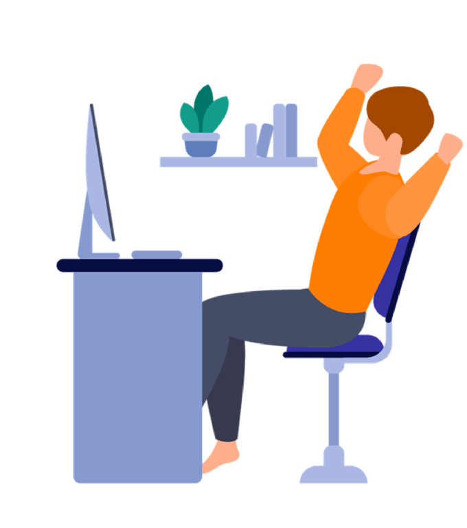 animated man sitting at a desktop